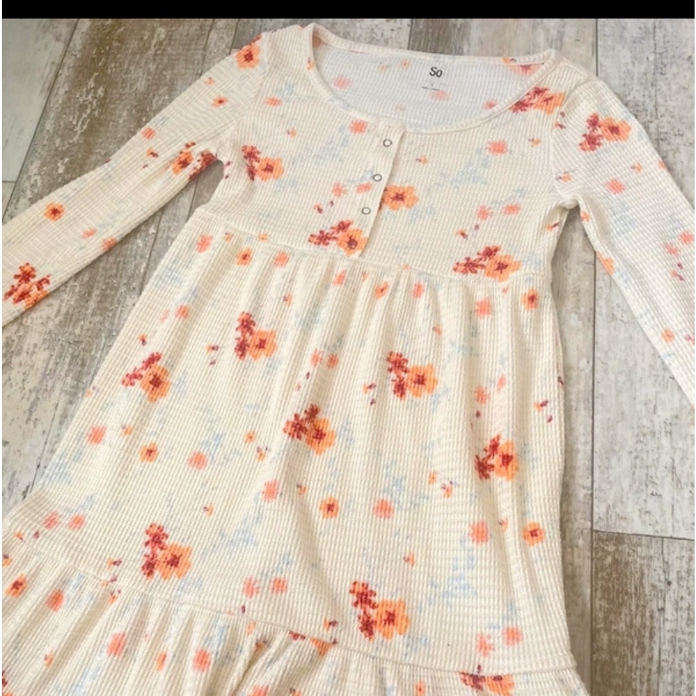 Ribbed Flower Baby Doll Dress